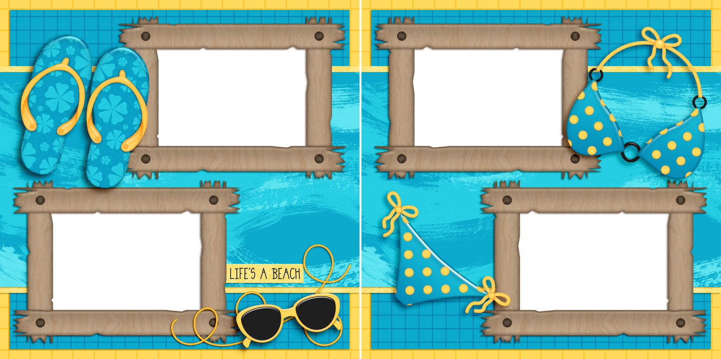 Life's a Beach - EZ Digital Scrapbook Quick Pages - INSTANT DOWNLOAD