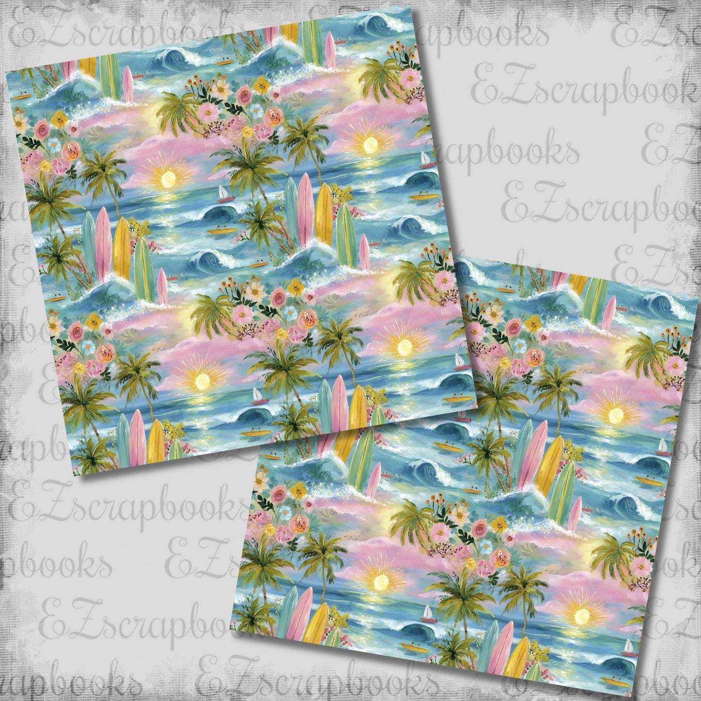 Beachy Pink Sunsets - 12x12 Scrapbook Papers - 26-244