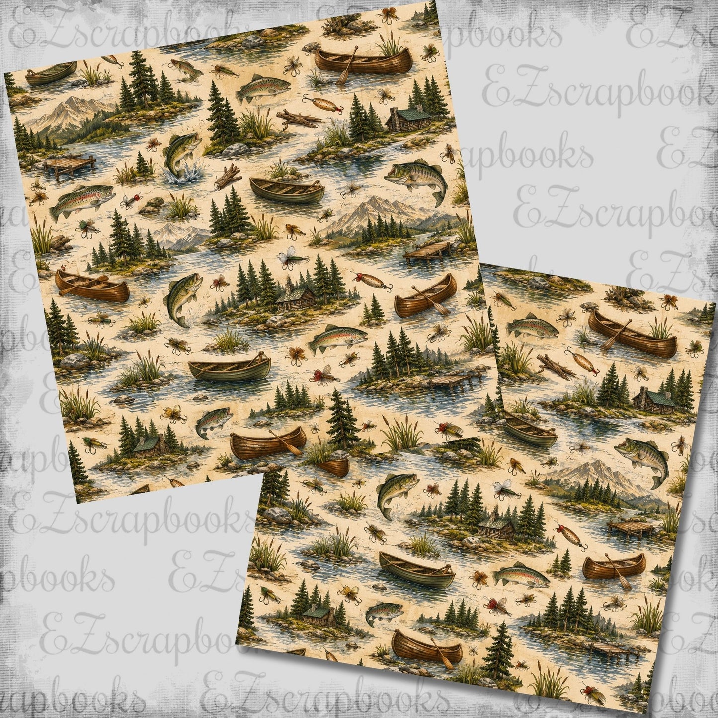 Fish Tales Pattern - 12x12 Scrapbook Papers - 26-257
