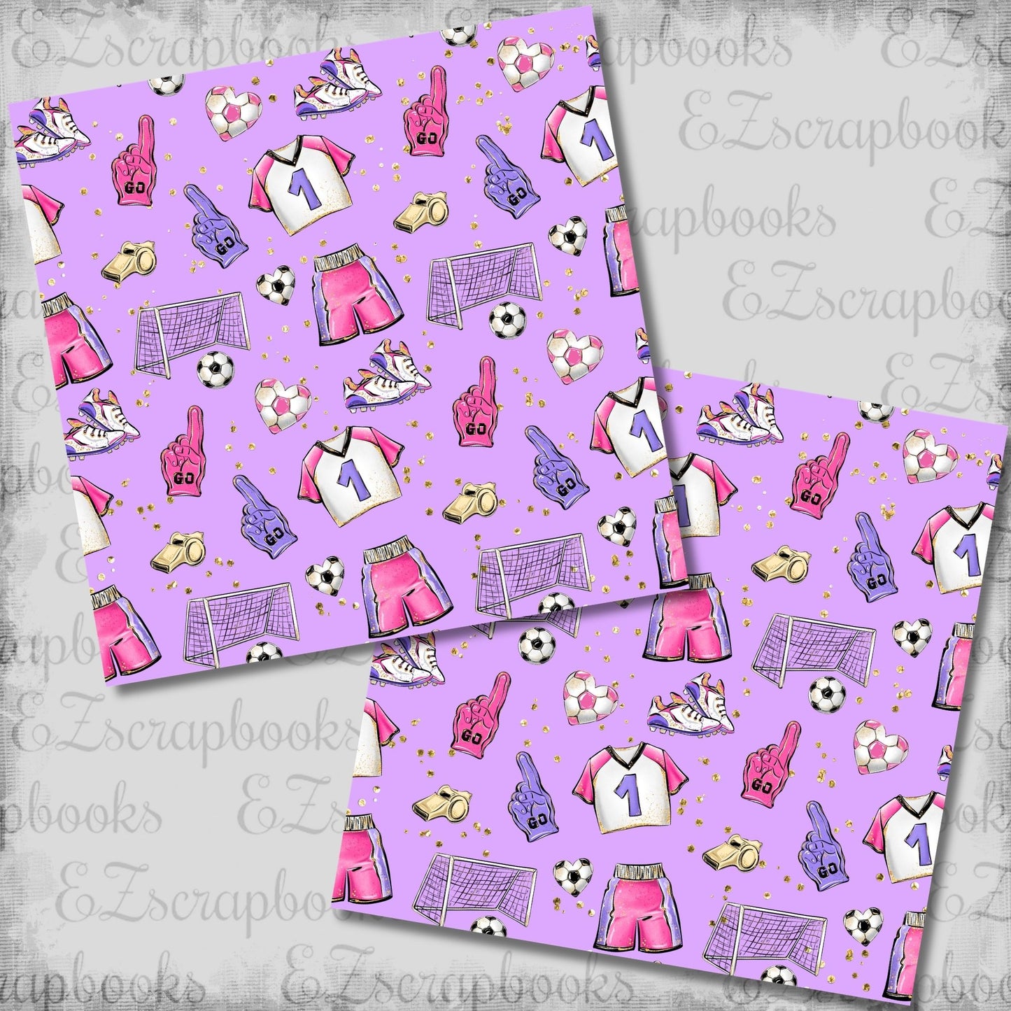 Soccer Girl Pattern - 12x12 Scrapbook Papers - 26-291