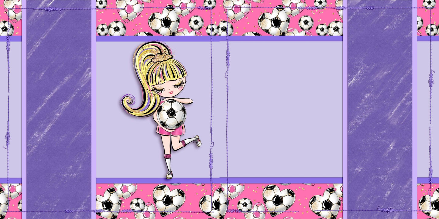 Soccer Girl Purple Blonde Hair NPM - Scrapbook Layout - 26-275