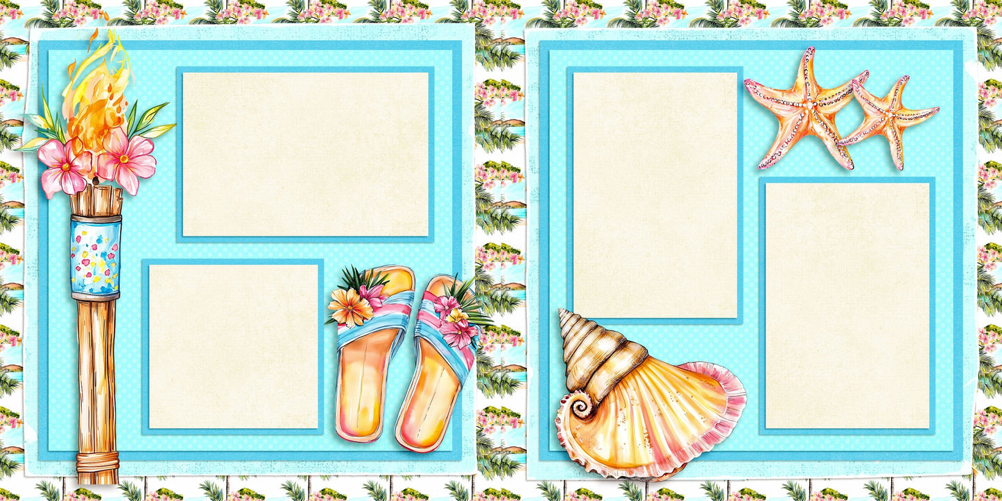 Bright Vacation Tiki Torch - Scrapbook Layout - 26-328
