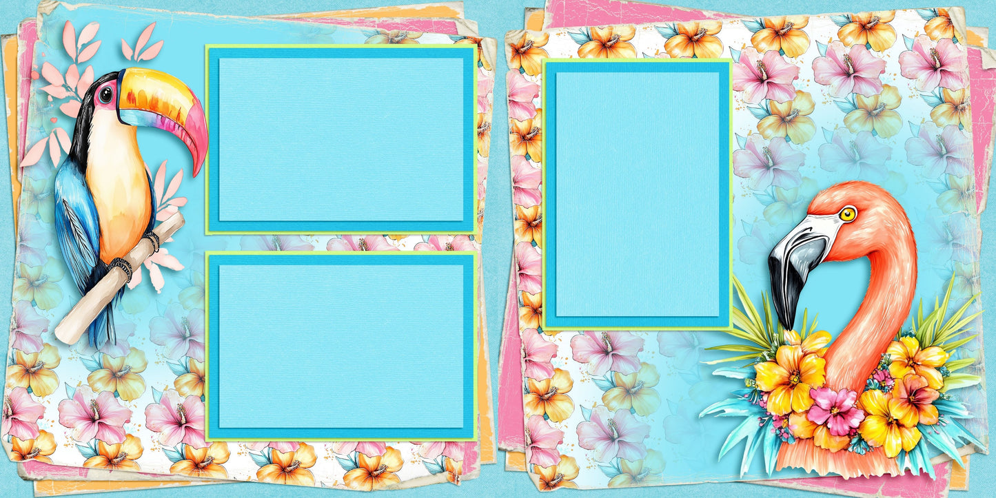 Bright Vacation Birds - Scrapbook Layout - 26-330