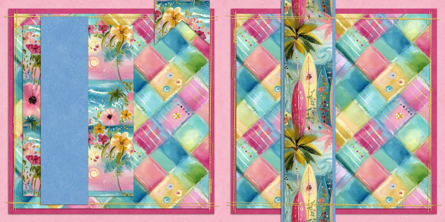 Beachy Pink A NPM - Scrapbook Layout - 26-235