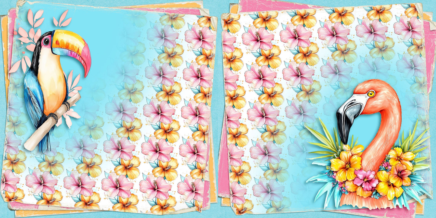 Bright Vacation Birds NPM - Scrapbook Layout - 26-331