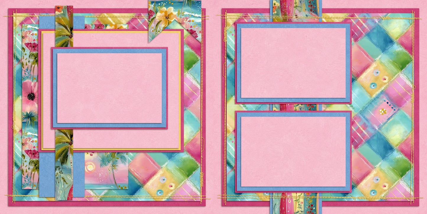 Beachy Pink A - Scrapbook Layout - 26-234