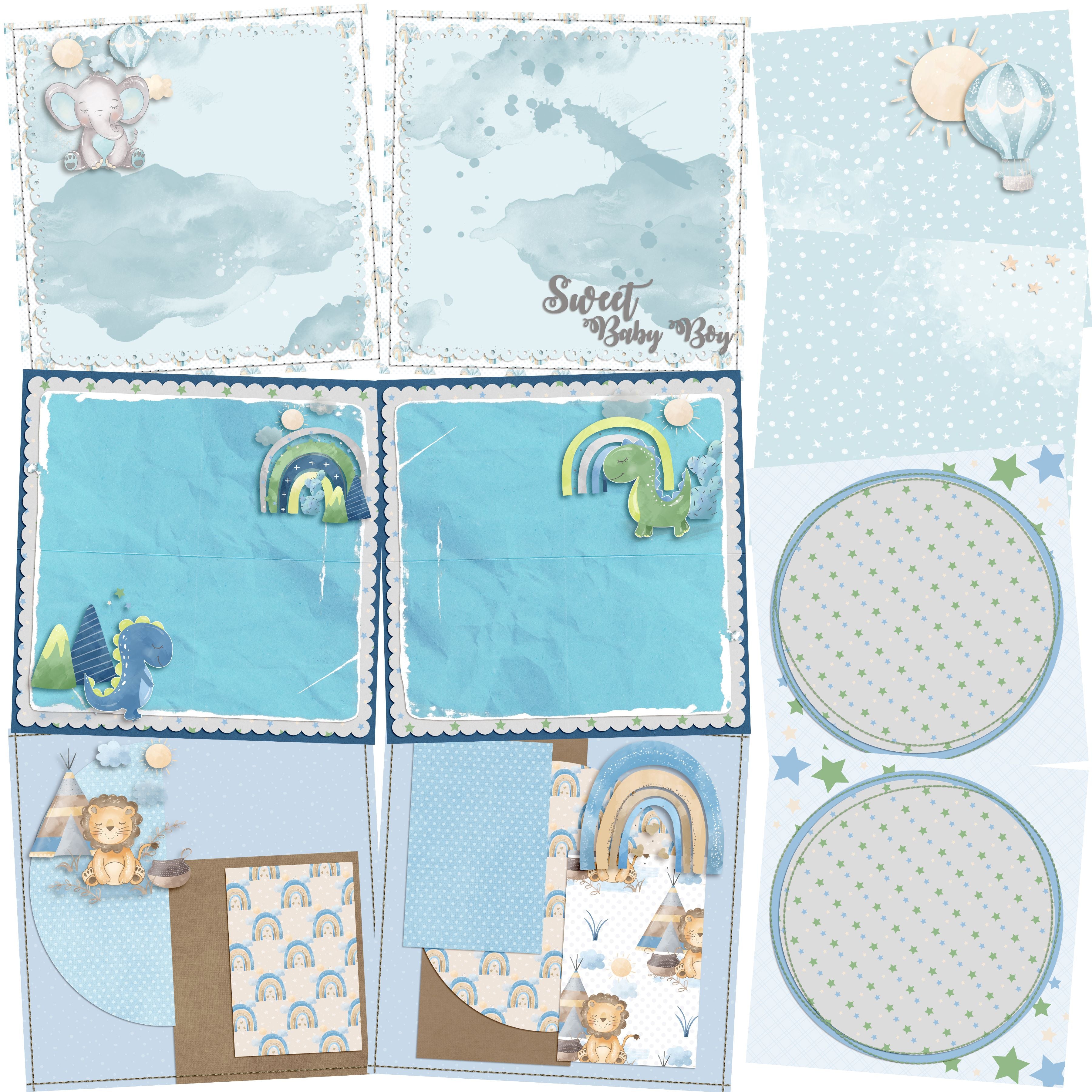 First Birthday Premade EZ Layout 5085 Quickpage Designs First Birthday Scrapbook Pages - Premade Baby Boy NPM Layouts Digital Scrapbooking Layouts - View #11