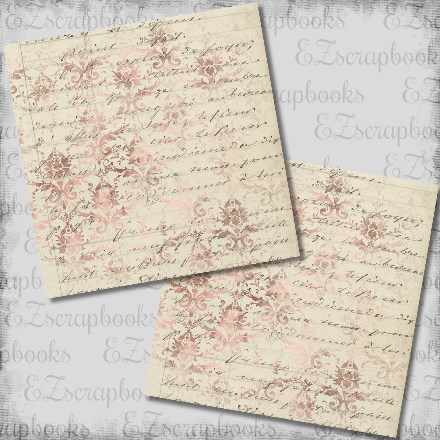 Rose Gold Ephemera Cream - 12x12 Scrapbook Papers - 26-062