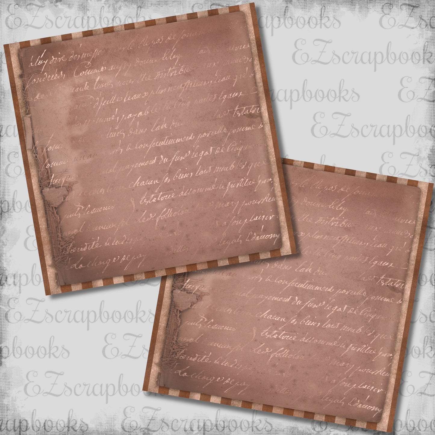 Rose Gold Ephemera Stripes - 12x12 Scrapbook Papers - 26-064