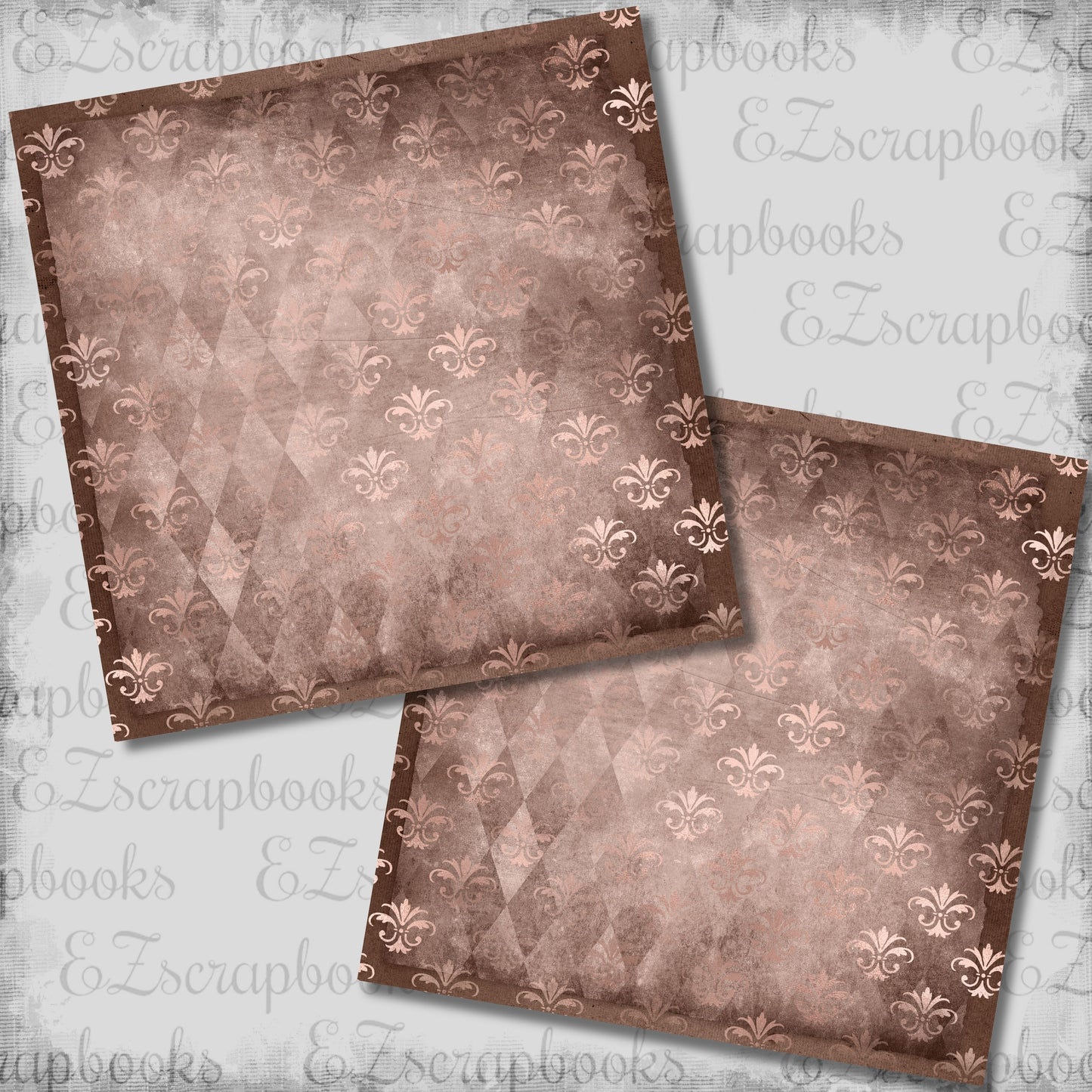 Rose Gold Ephemera Fleur de Lis - 12x12 Scrapbook Papers - 26-067