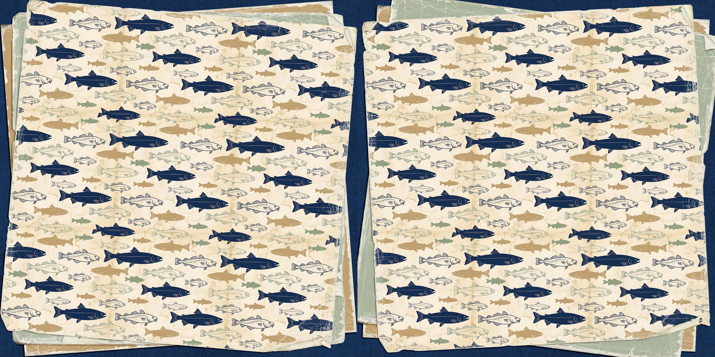 Stacked Fish NPM Scrapbook Layout - 26-075