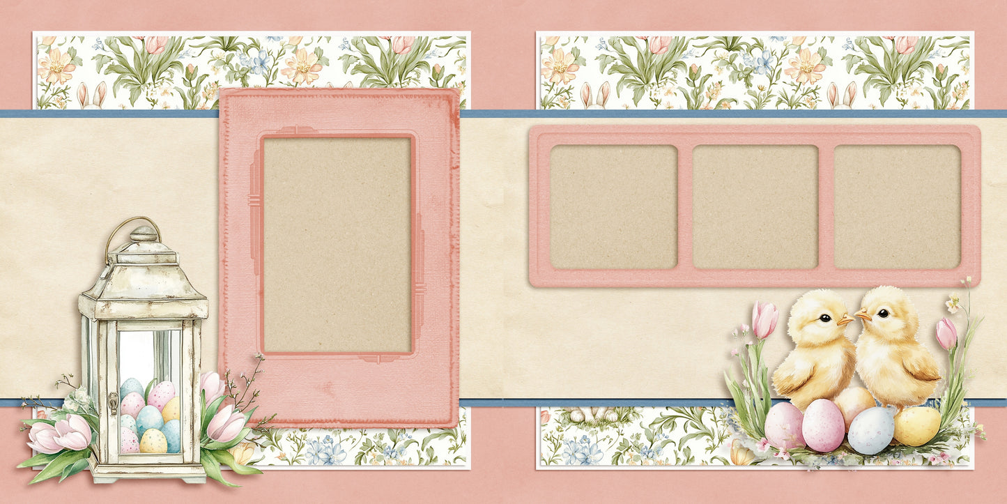 Pastel Easter Chicks - Scrapbook Layout - 26-142