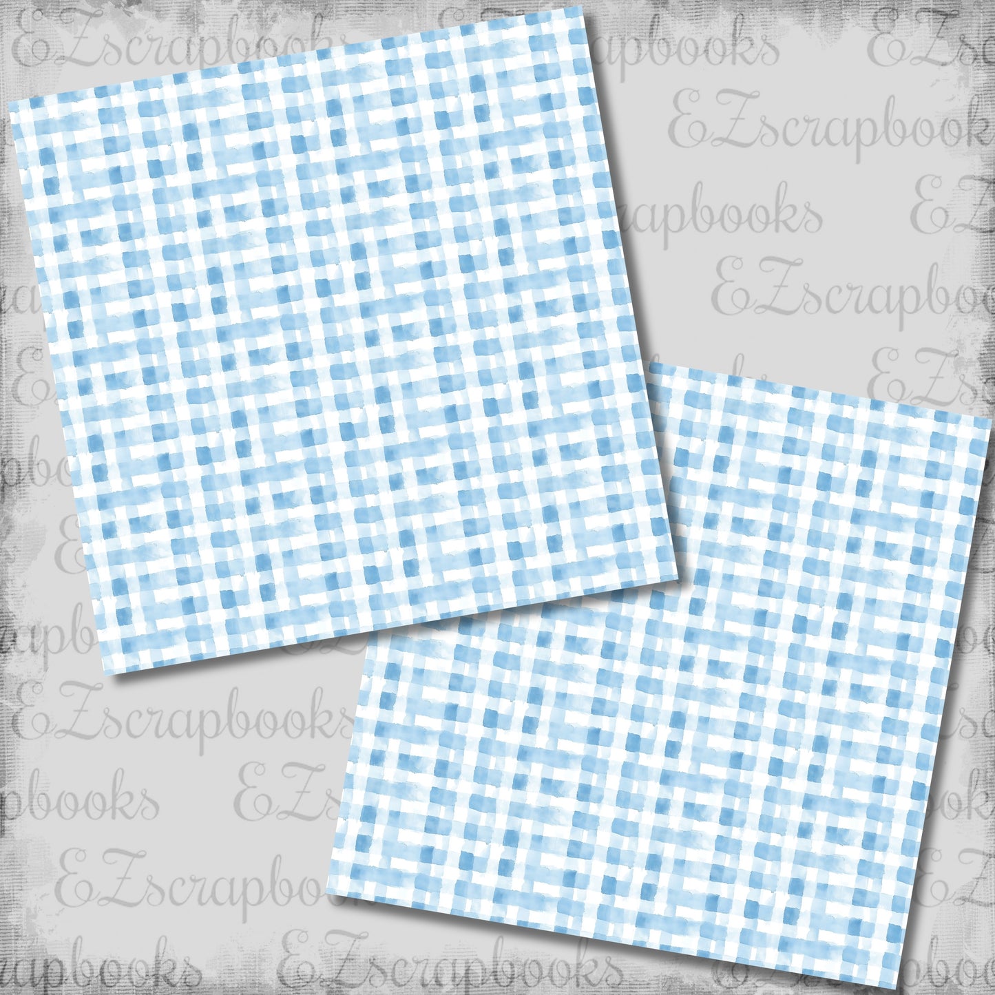 Pastel Easter Blue Plaid - 12x12 Scrapbook Papers - 26-149