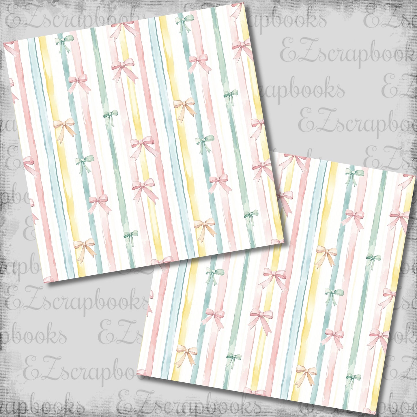 Pastel Easter Ribbon Stripes - 12x12 Scrapbook Papers - 26-151
