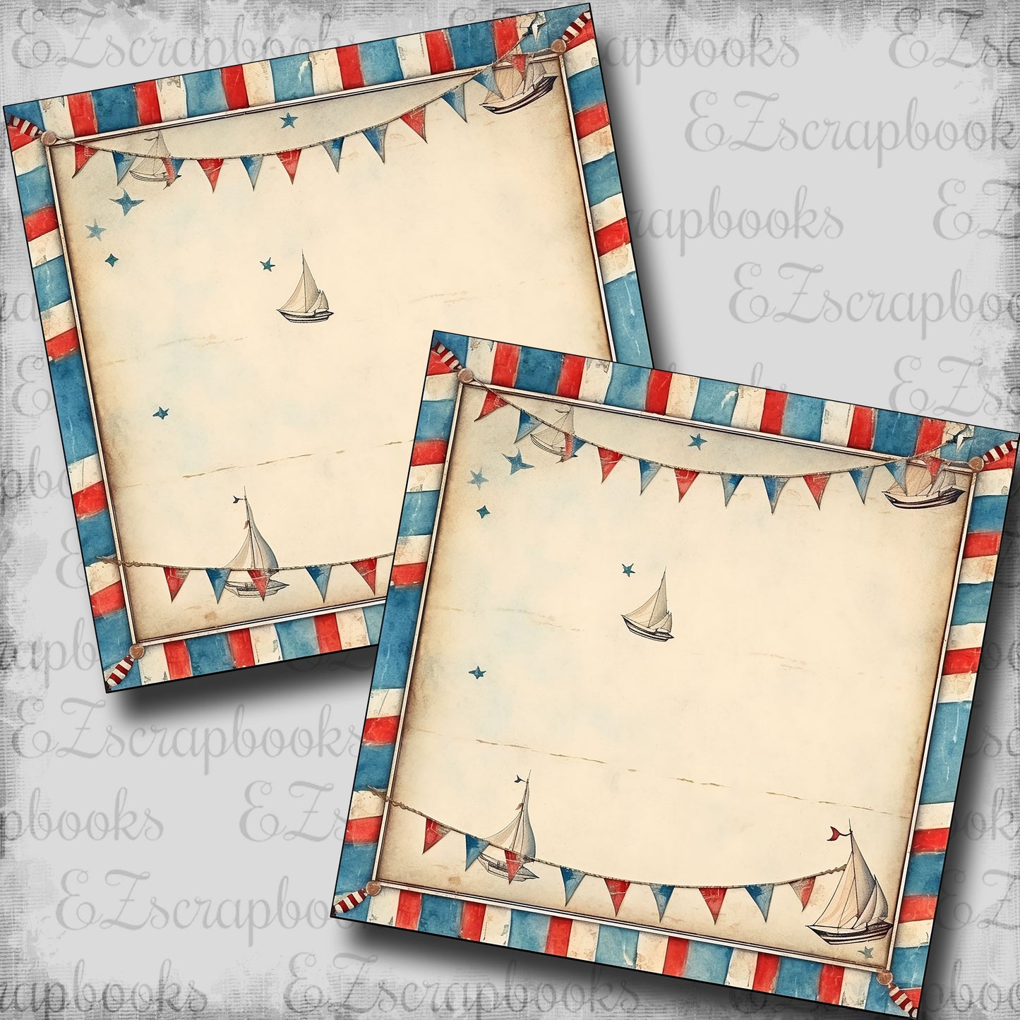 Nautical Boats-n-Banners - Scrapbook Papers - 25-544