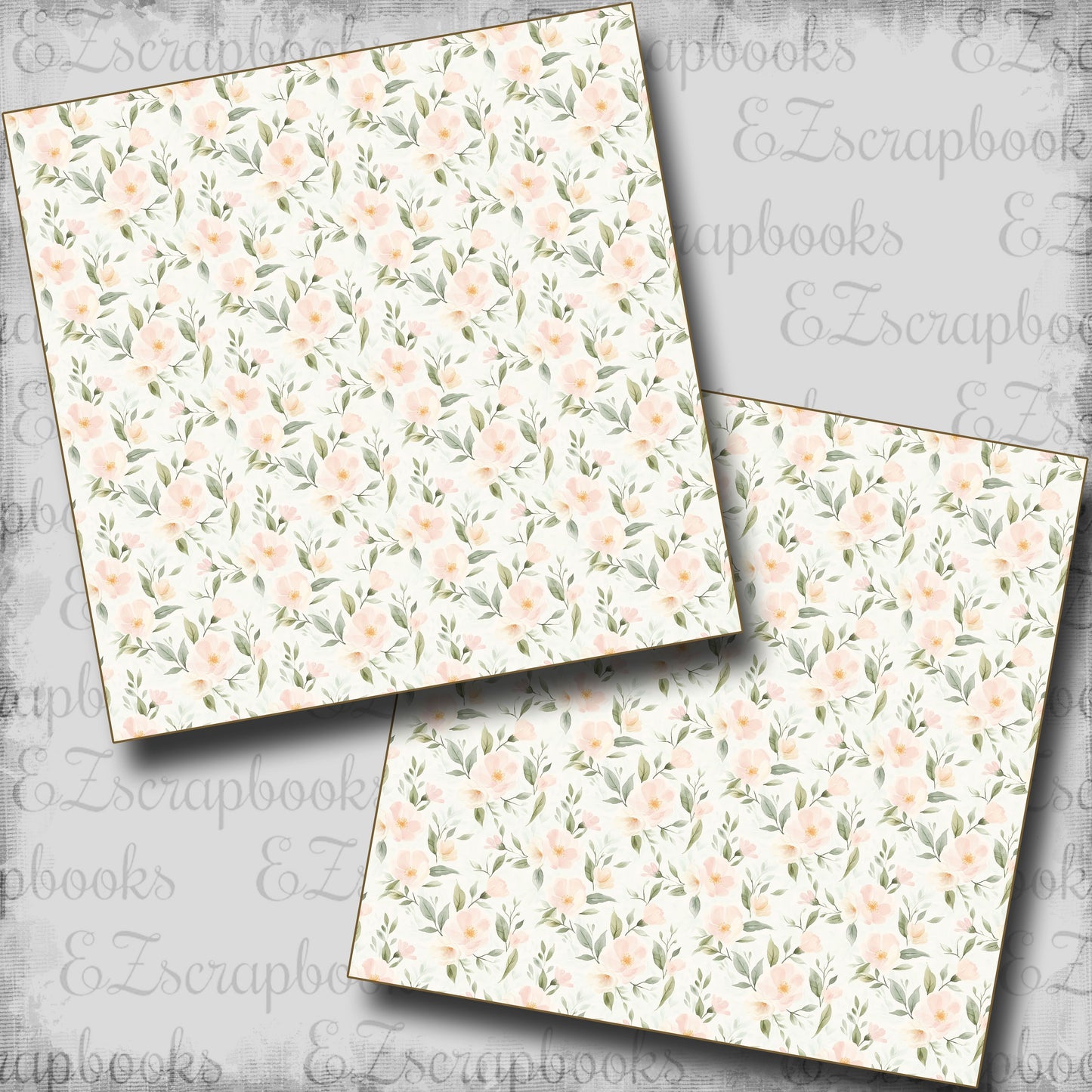 Spring Garden Peach Flowers - Scrapbook Papers - 25-370