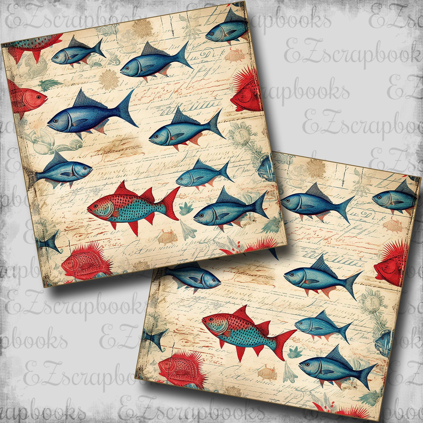 Nautical Fish - Scrapbook Papers - 25-545