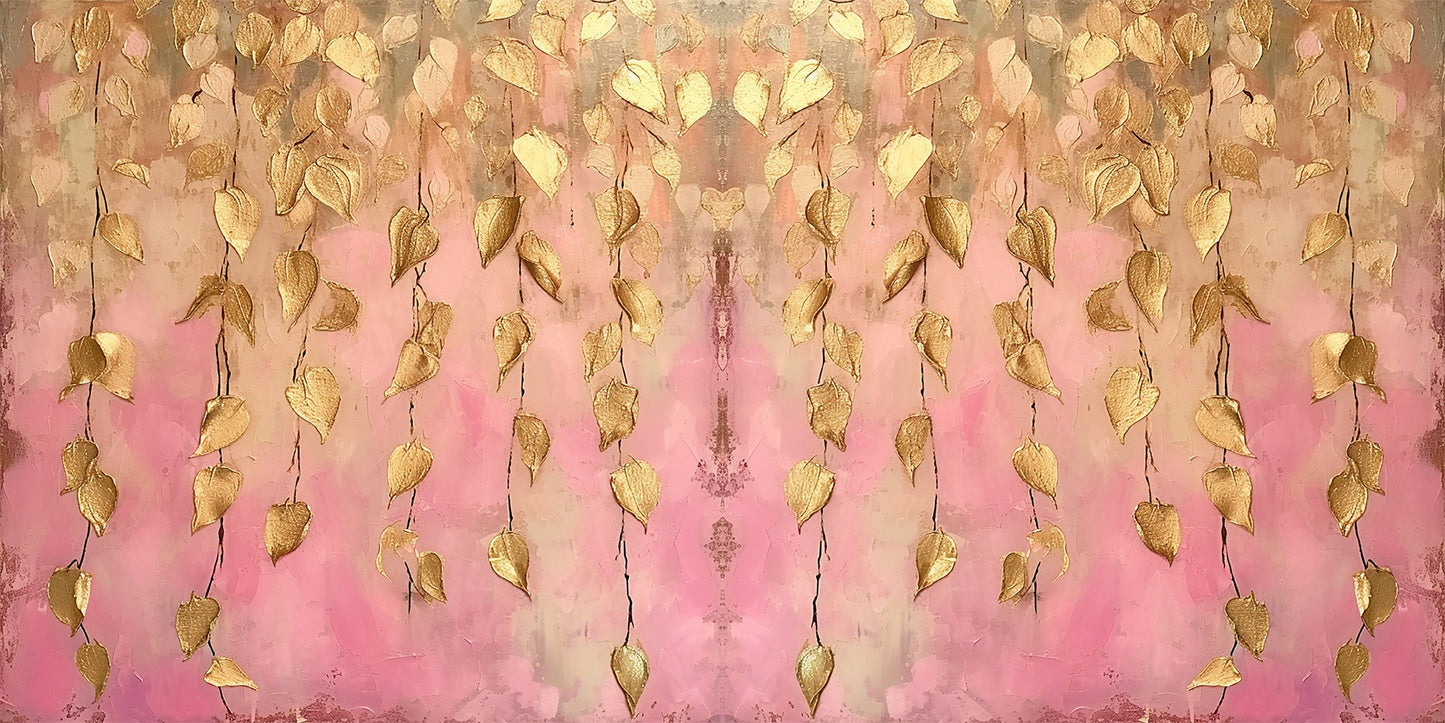 Pink & Gold Leaves NPM - Scrapbook Layout - 25-543