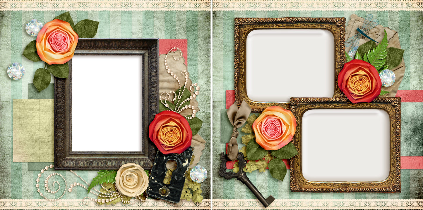 Keys To The Past - Digital Scrapbook Pages - INSTANT DOWNLOAD - EZscrapbooks Scrapbook Layouts Family, Heritage