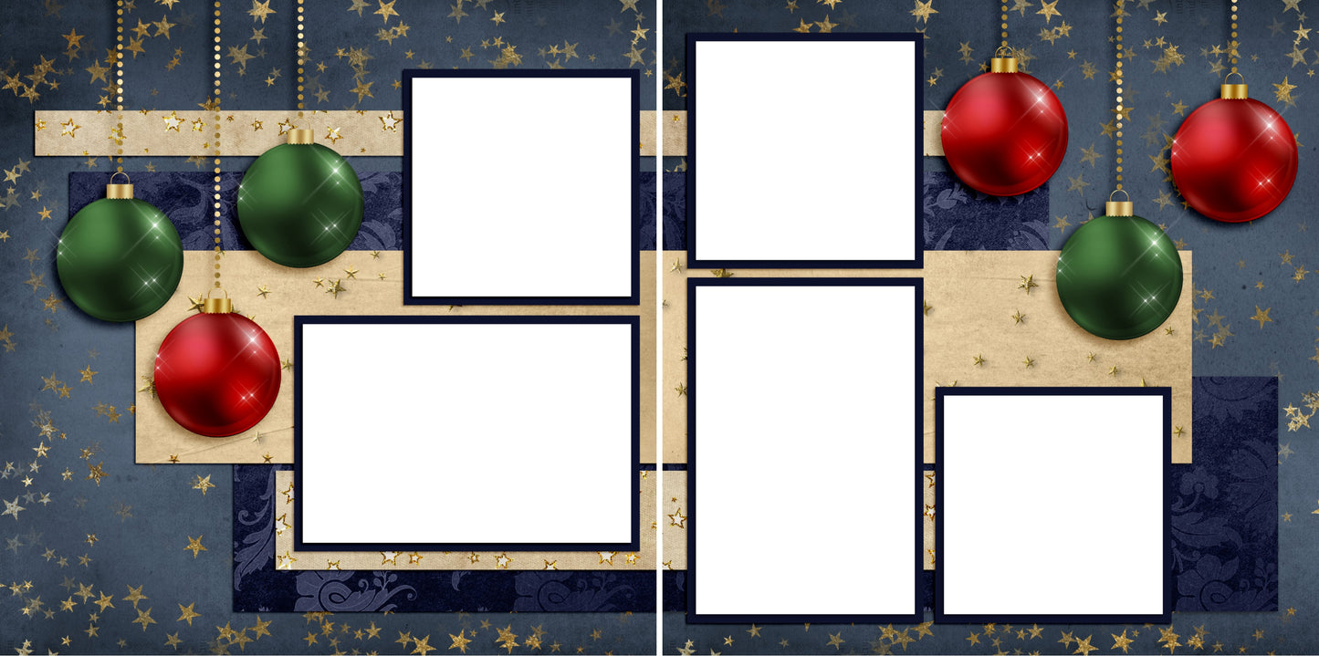 Vintage Ornaments - Digital Scrapbook Pages - INSTANT DOWNLOAD - EZscrapbooks Scrapbook Layouts Christmas