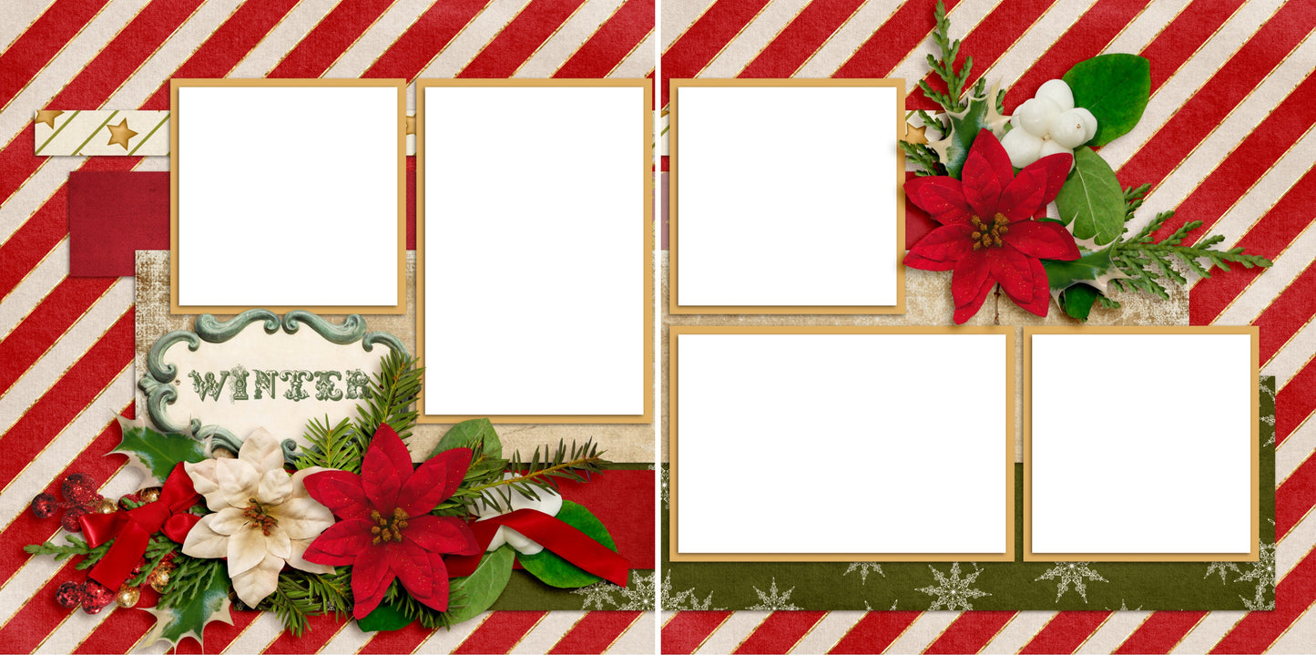 Winter - Digital Scrapbook Pages - INSTANT DOWNLOAD - EZscrapbooks Scrapbook Layouts Christmas, Winter