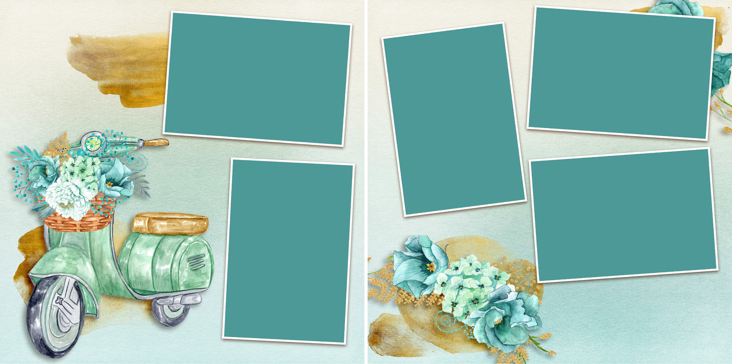 Summer Scooter - 4854 - EZscrapbooks Scrapbook Layouts Beach - Tropical, Swimming - Pool