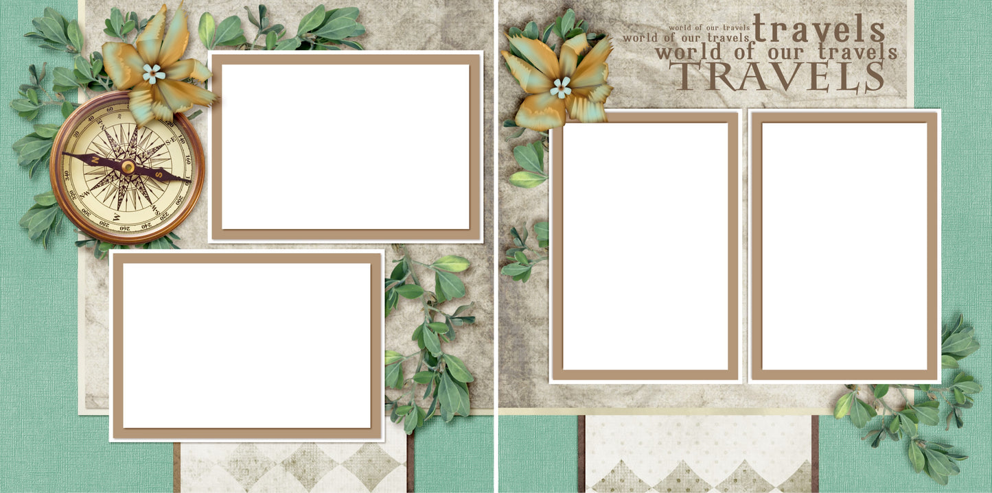 Vintage Travel 3 - Digital Scrapbook Pages - INSTANT DOWNLOAD - EZscrapbooks Scrapbook Layouts travel