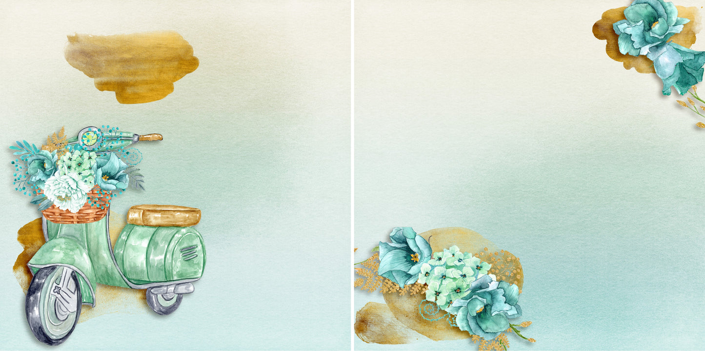 Summer Scooter NPM - 4855 - EZscrapbooks Scrapbook Layouts Beach - Tropical, Swimming - Pool