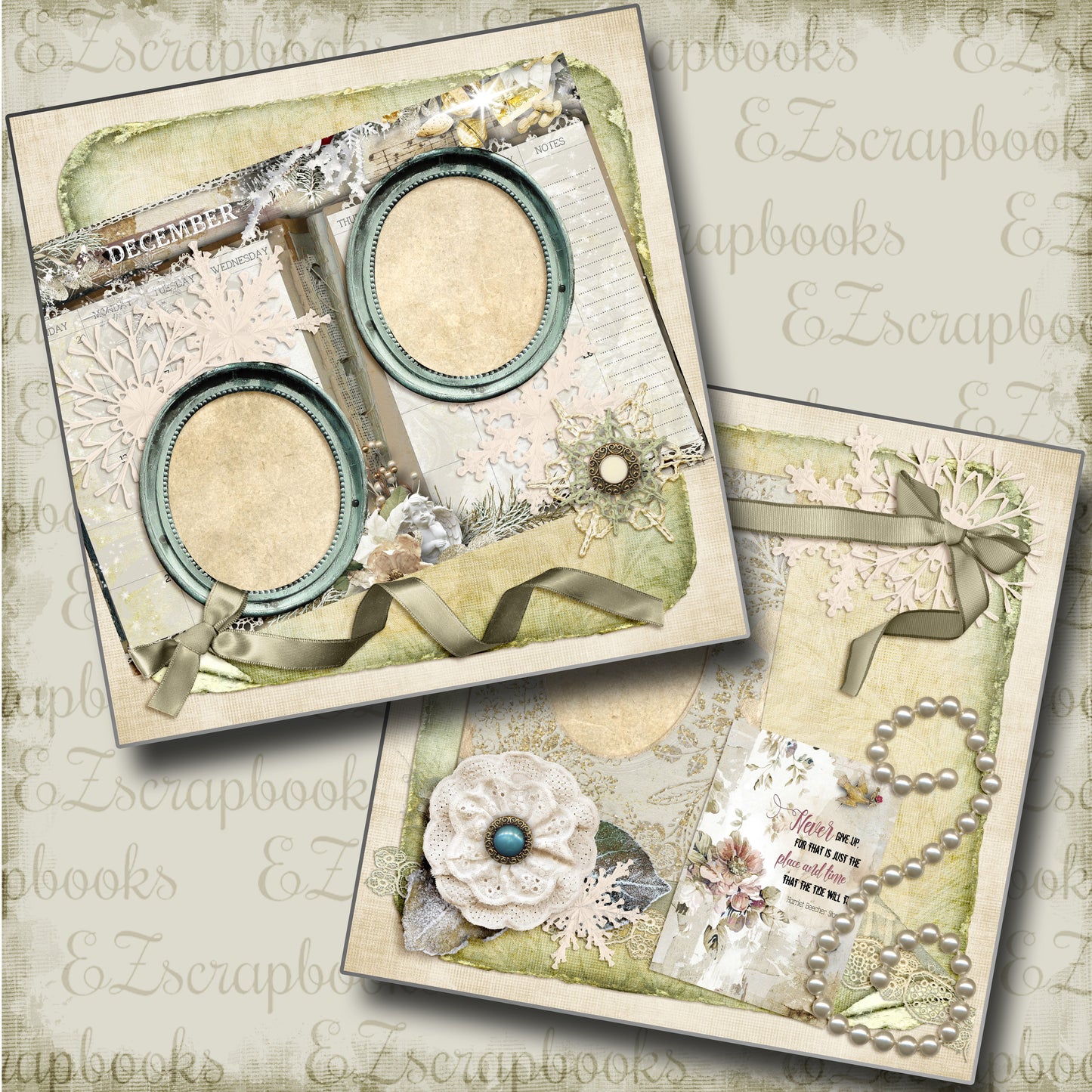 Shabby Calendar Months of the Year Pack - 1431 - EZscrapbooks Scrapbook Layouts Months of the Year