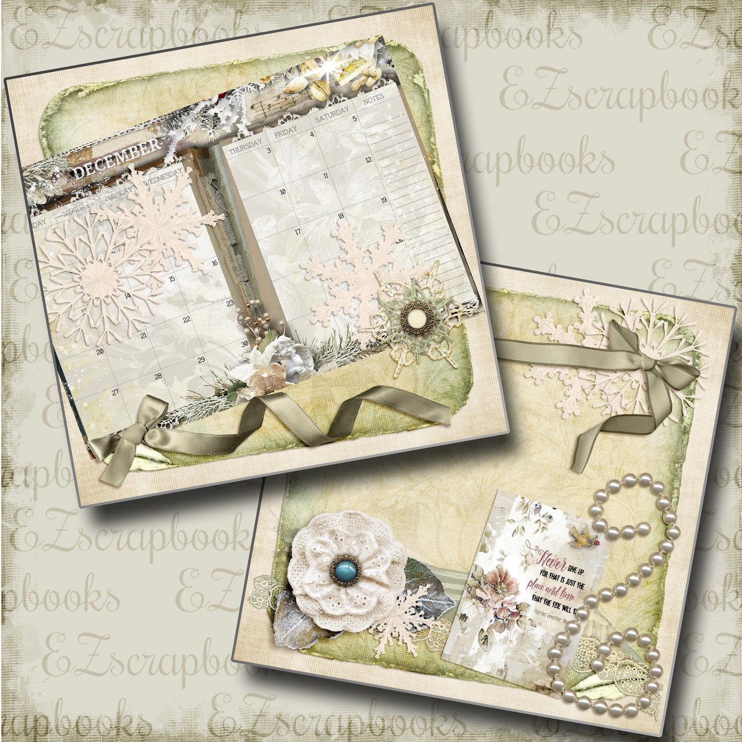 Shabby Calendar Months of the Year Pack - NPM - 1432 - EZscrapbooks Scrapbook Layouts Months of the Year