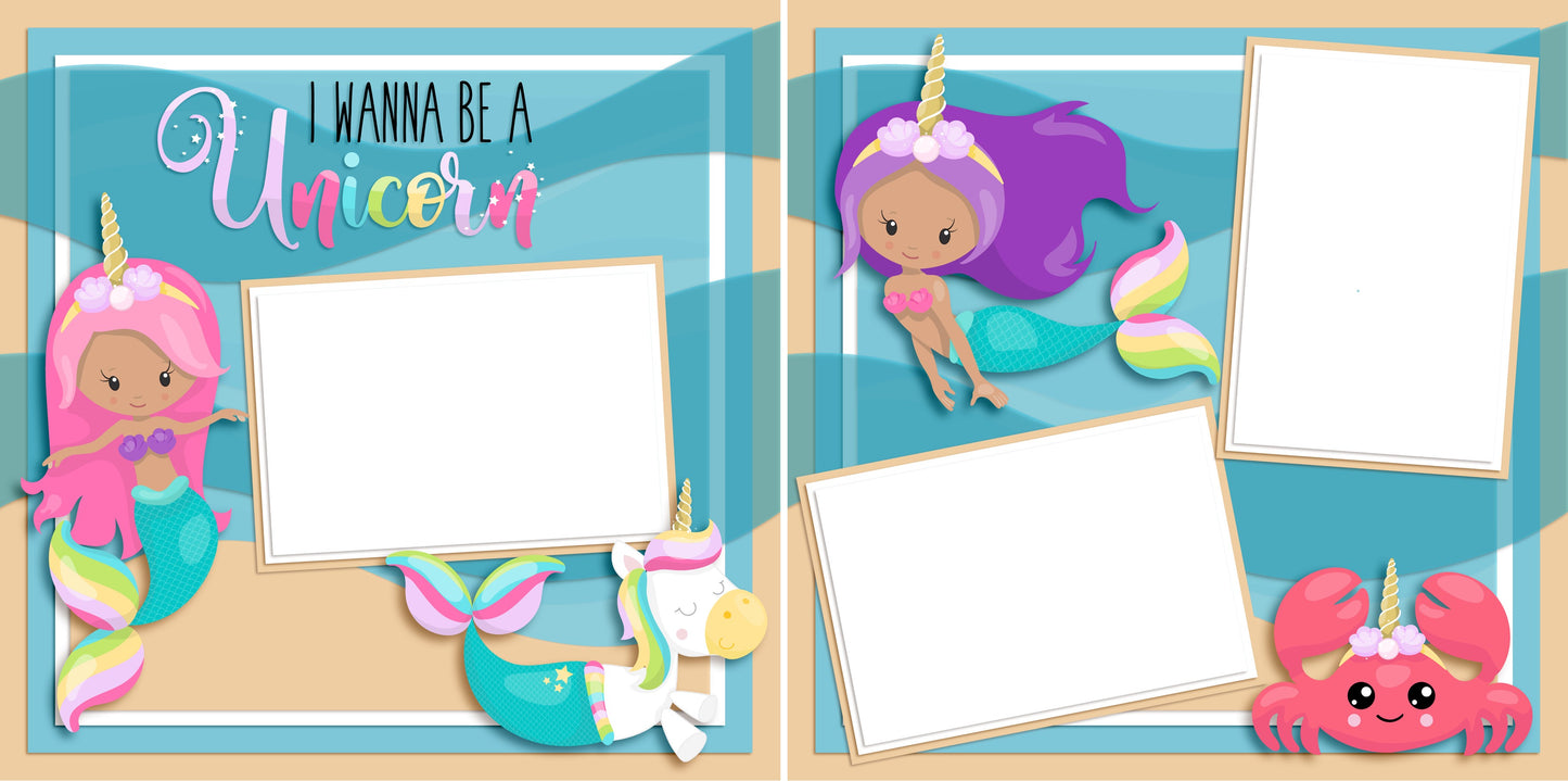 I Wanna Be a Unicorn - Digital Scrapbook Pages - INSTANT DOWNLOAD - EZscrapbooks Scrapbook Layouts mermaid, Summer, Unicorn