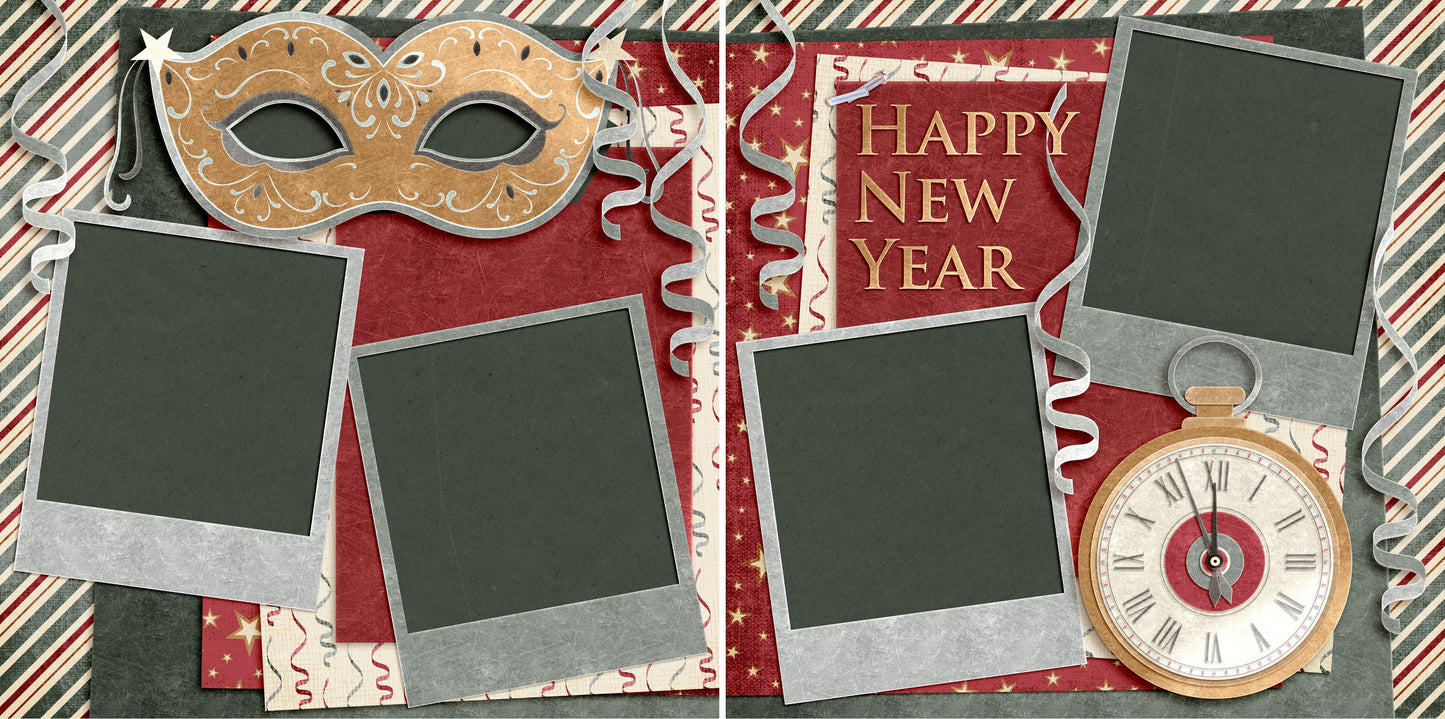 Happy New Year Red - 4560 - EZscrapbooks Scrapbook Layouts New Year's