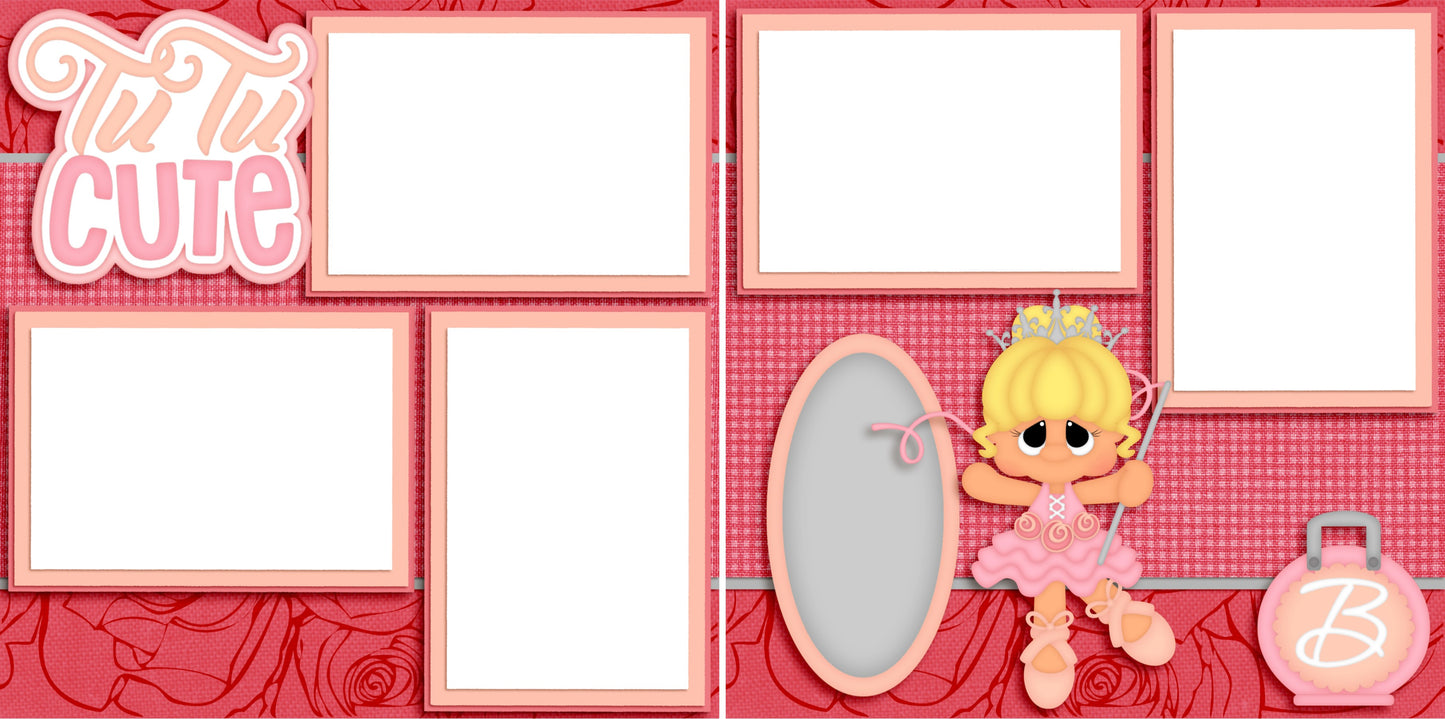 TuTu Cute Girl - Digital Scrapbook Pages - INSTANT DOWNLOAD - EZscrapbooks Scrapbook Layouts Dance - Music - Cheer