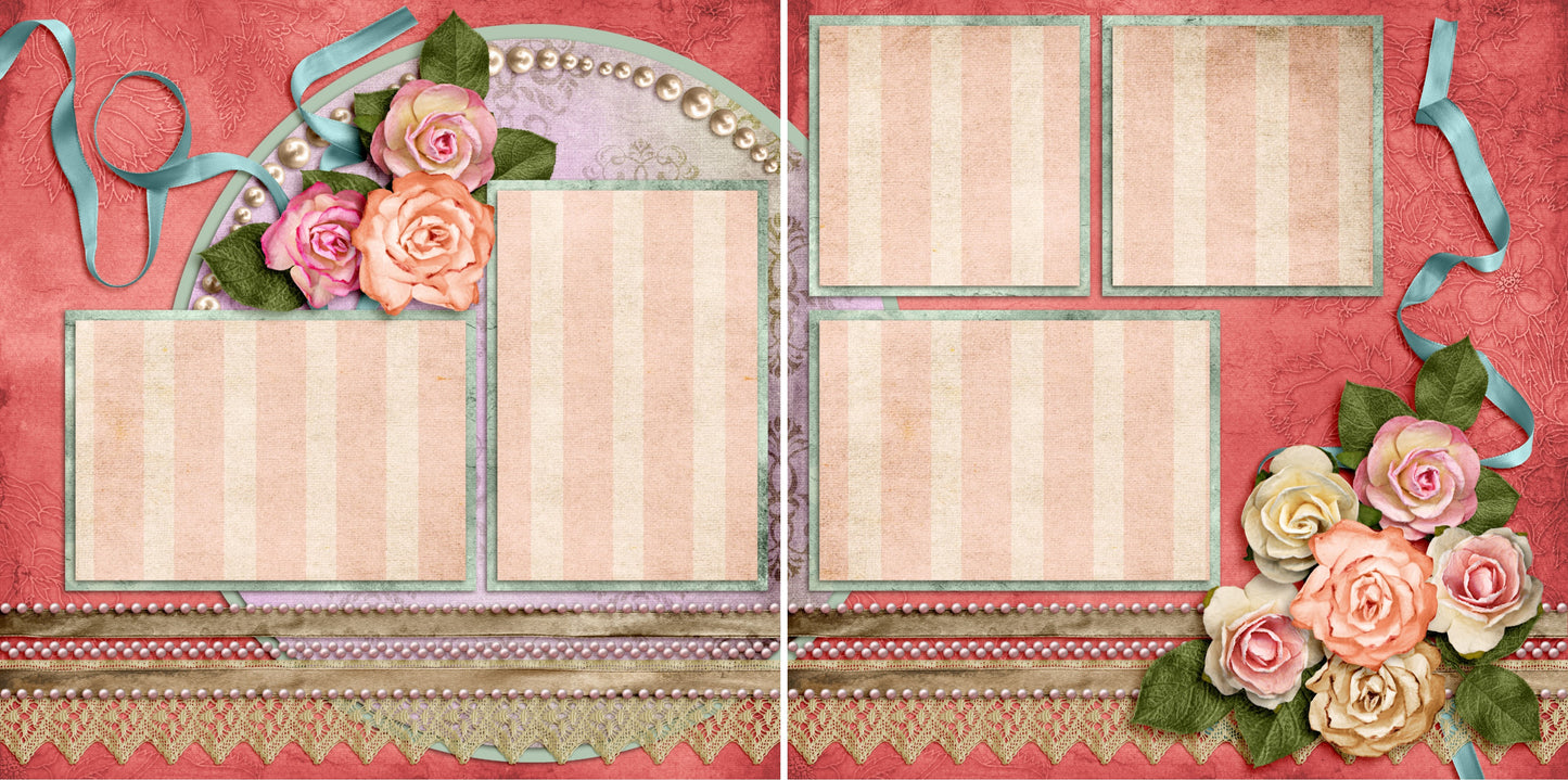 Paper Roses - 3522 - EZscrapbooks Scrapbook Layouts Girls, Other, Spring - Easter