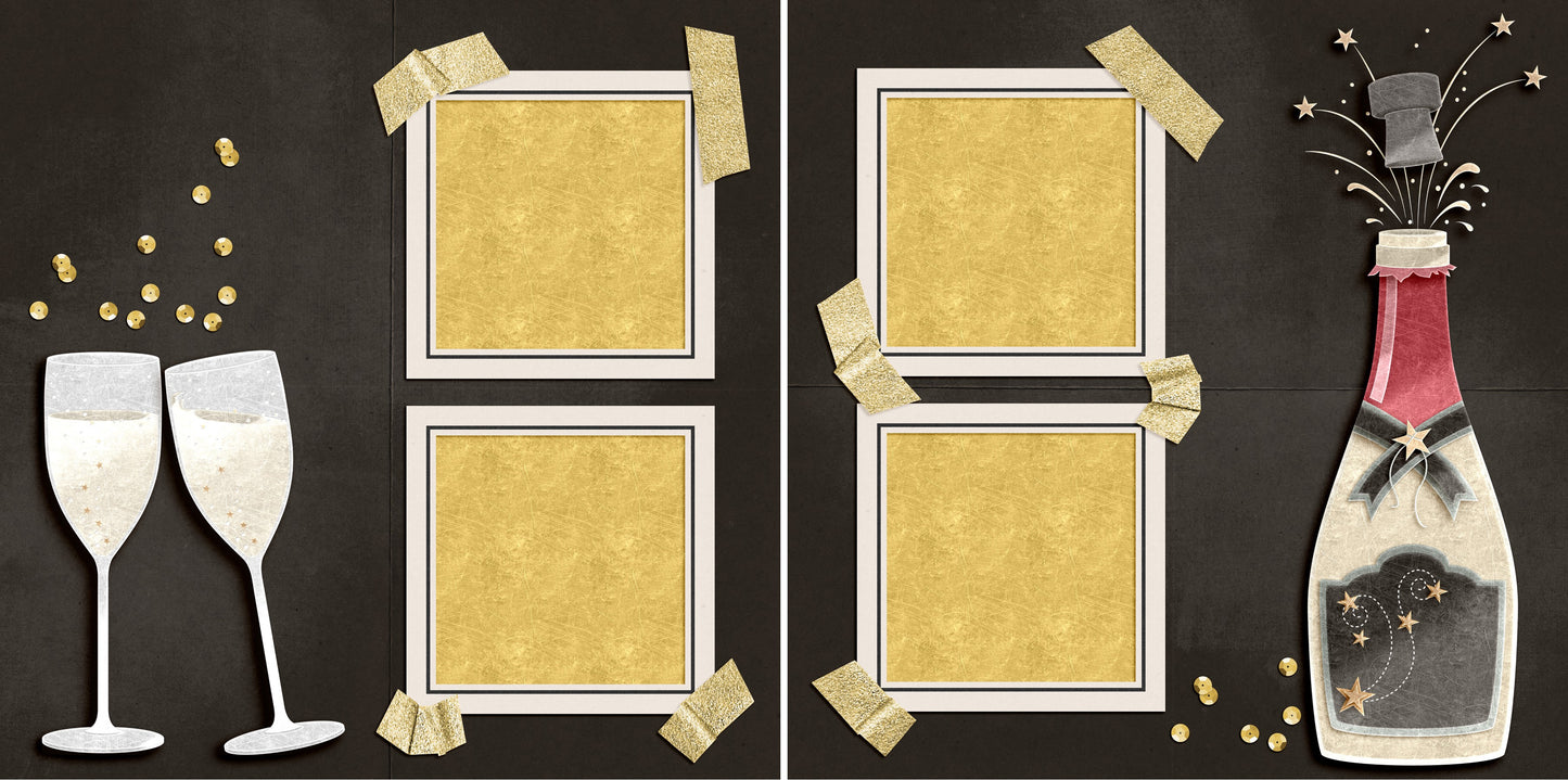 Pop the Bubbly - 4554 - EZscrapbooks Scrapbook Layouts New Year's