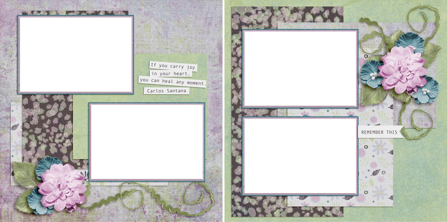 Carry Joy - Digital Scrapbook Pages - INSTANT DOWNLOAD - EZscrapbooks Scrapbook Layouts flowers, happy, joy, spring, summer