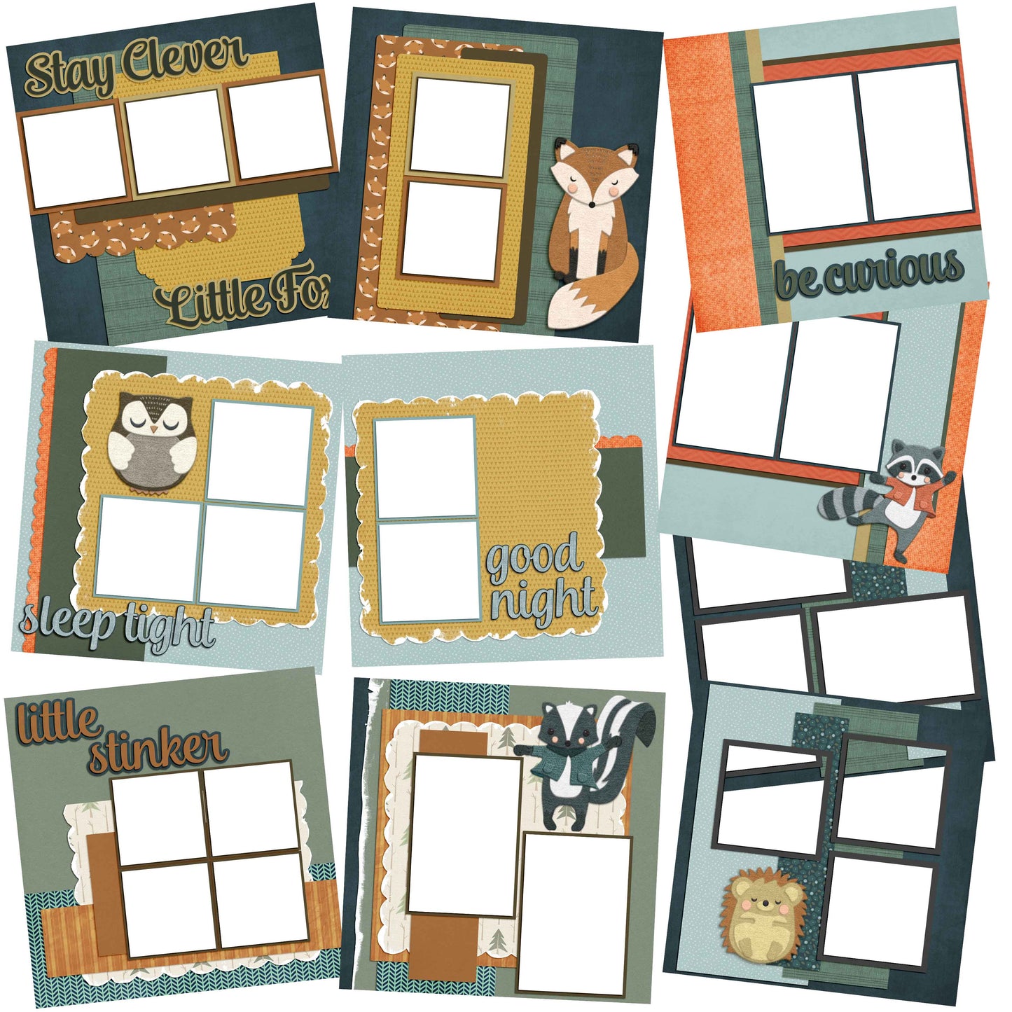 Forest Animals - EZ Quick Pages - Digital Bundle - 10 Digital Scrapbook Pages - INSTANT DOWNLOAD