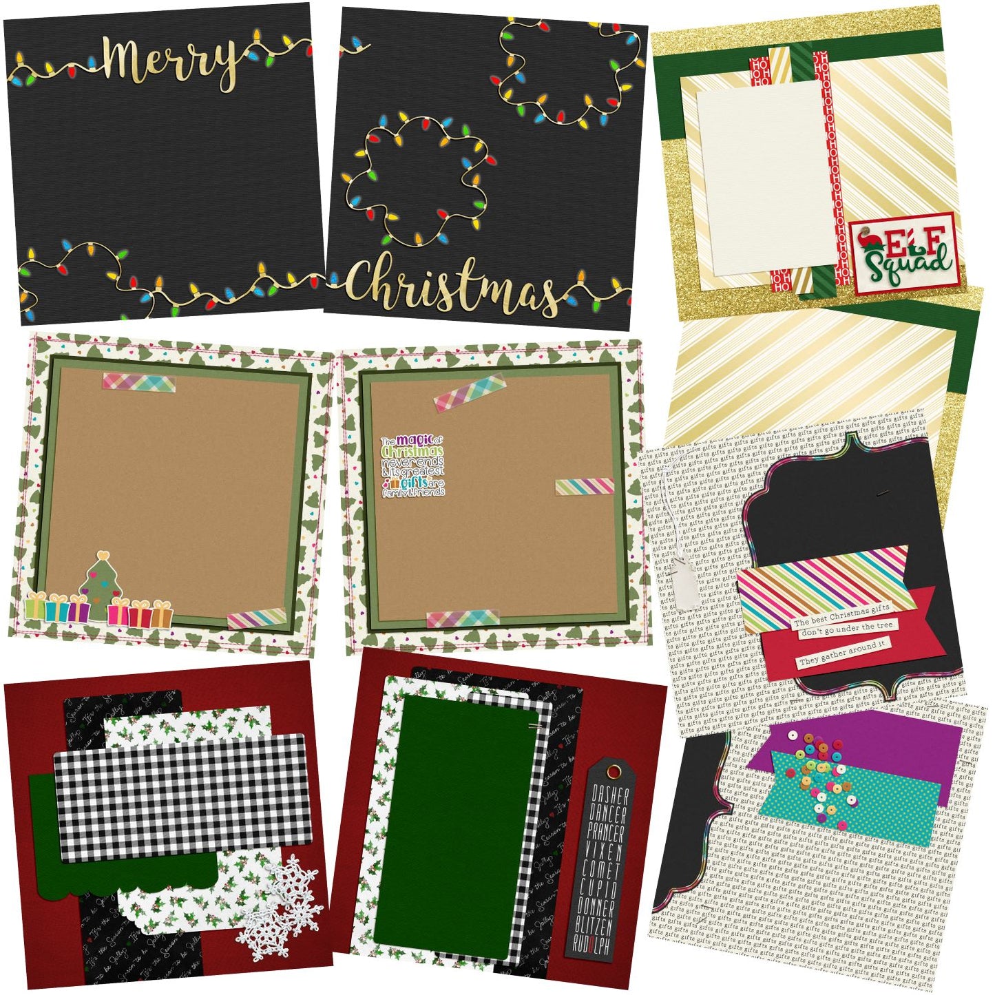 Best Christmas - EZ Background Pages - Digital Bundle - 10 Digital Scrapbook Pages - INSTANT DOWNLOAD