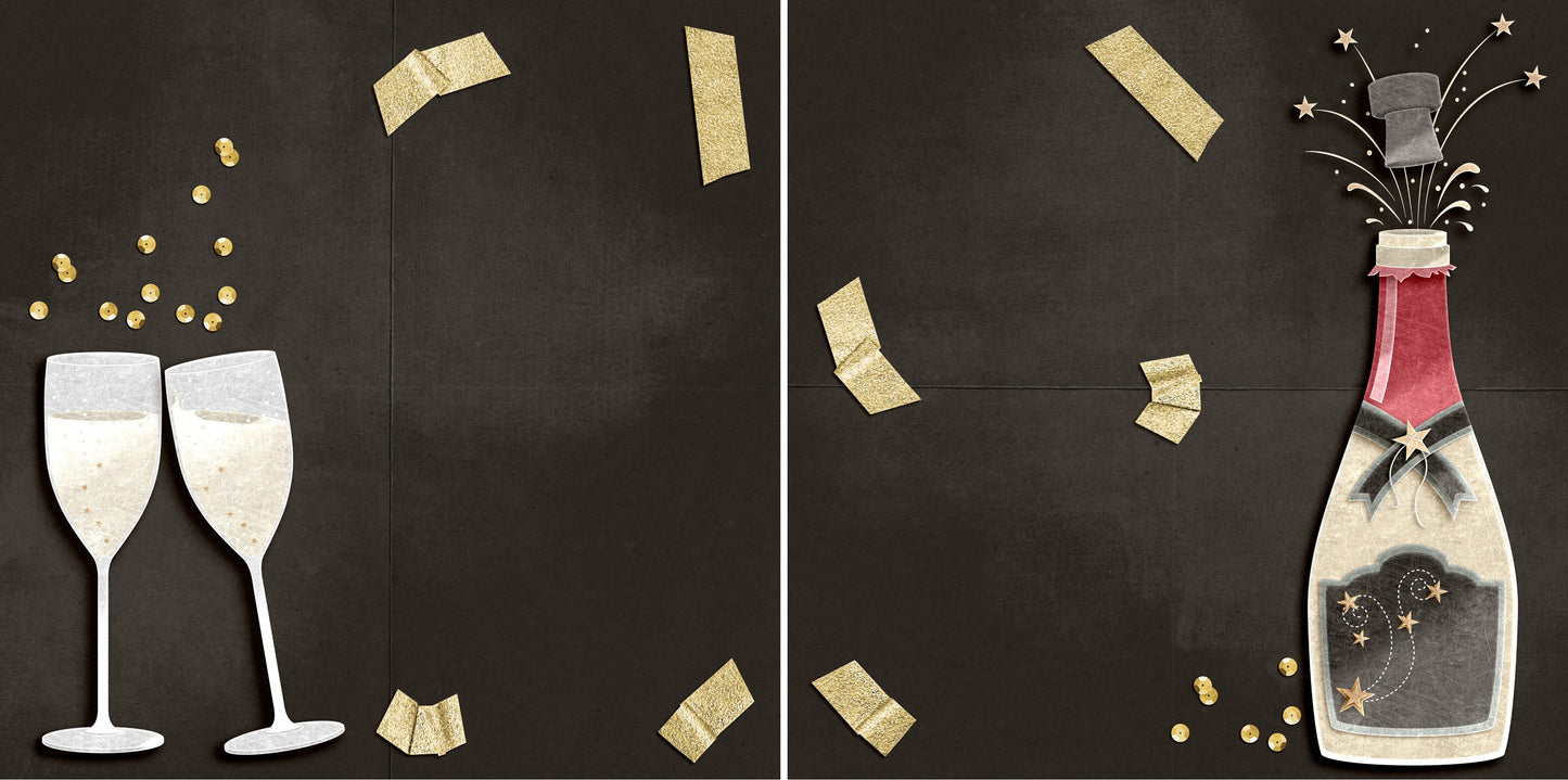 Pop the Bubbly NPM - 4555 - EZscrapbooks Scrapbook Layouts New Year's