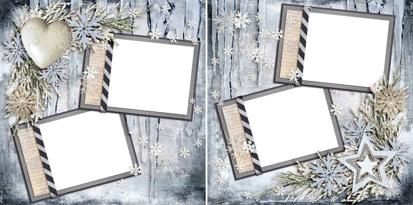 Beauty of Winter - Digital Scrapbook Pages - INSTANT DOWNLOAD - EZscrapbooks Scrapbook Layouts Winter