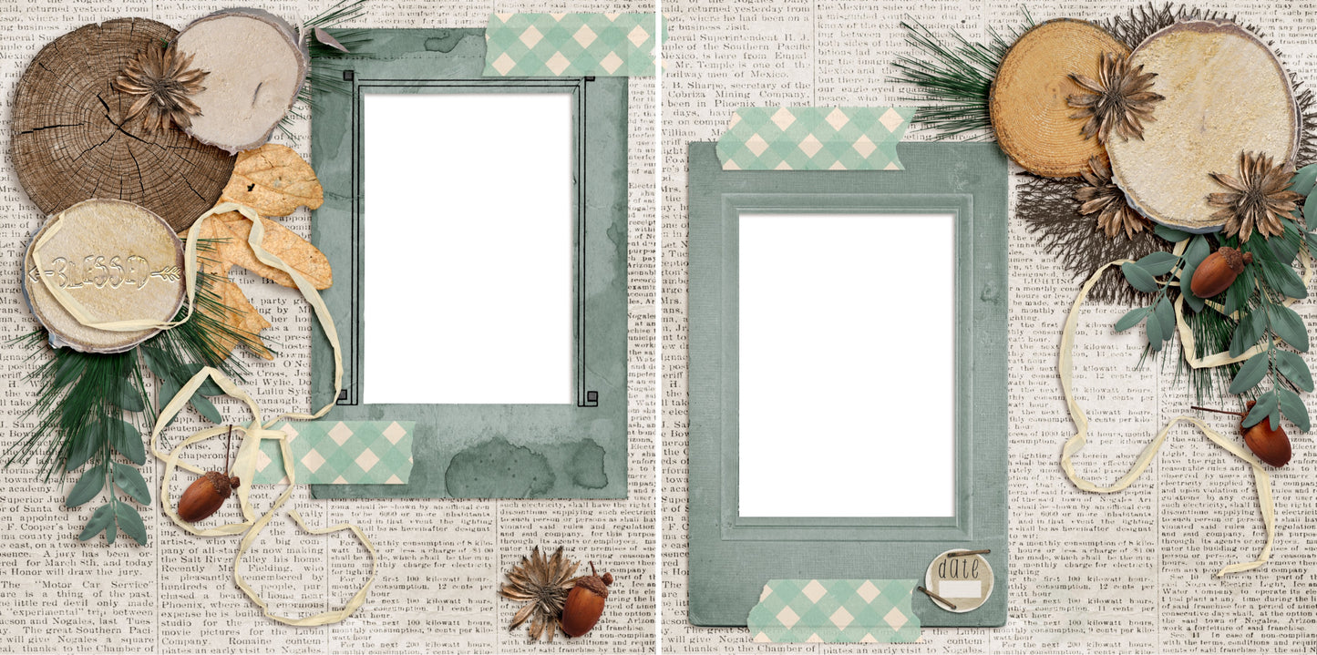 November Blessing - Digital Scrapbook Pages - INSTANT DOWNLOAD - 2019 - EZscrapbooks Scrapbook Layouts Fall - Autumn, Thanksgiving