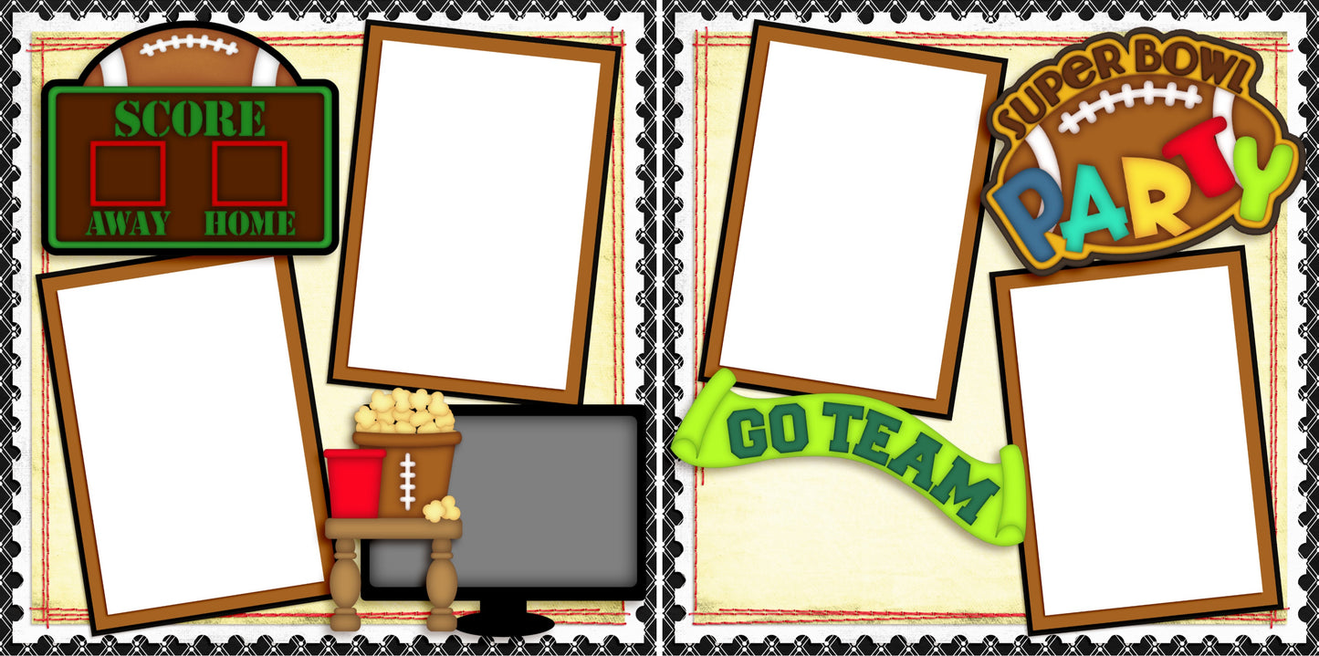 Superbowl Party - Digital Scrapbook Pages - INSTANT DOWNLOAD - EZscrapbooks Scrapbook Layouts football, Sports