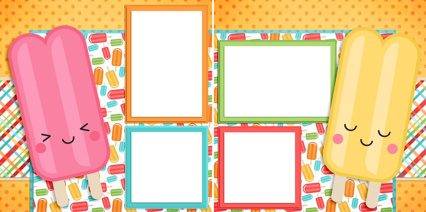 Popsicles - Digital Scrapbook Pages - INSTANT DOWNLOAD - EZscrapbooks Scrapbook Layouts Summer, Swimming - Pool