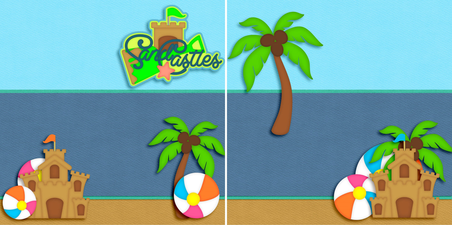 Sandcastles NPM - 3409 - EZscrapbooks Scrapbook Layouts Beach - Tropical, Hawaii, Summer, Swimming - Pool