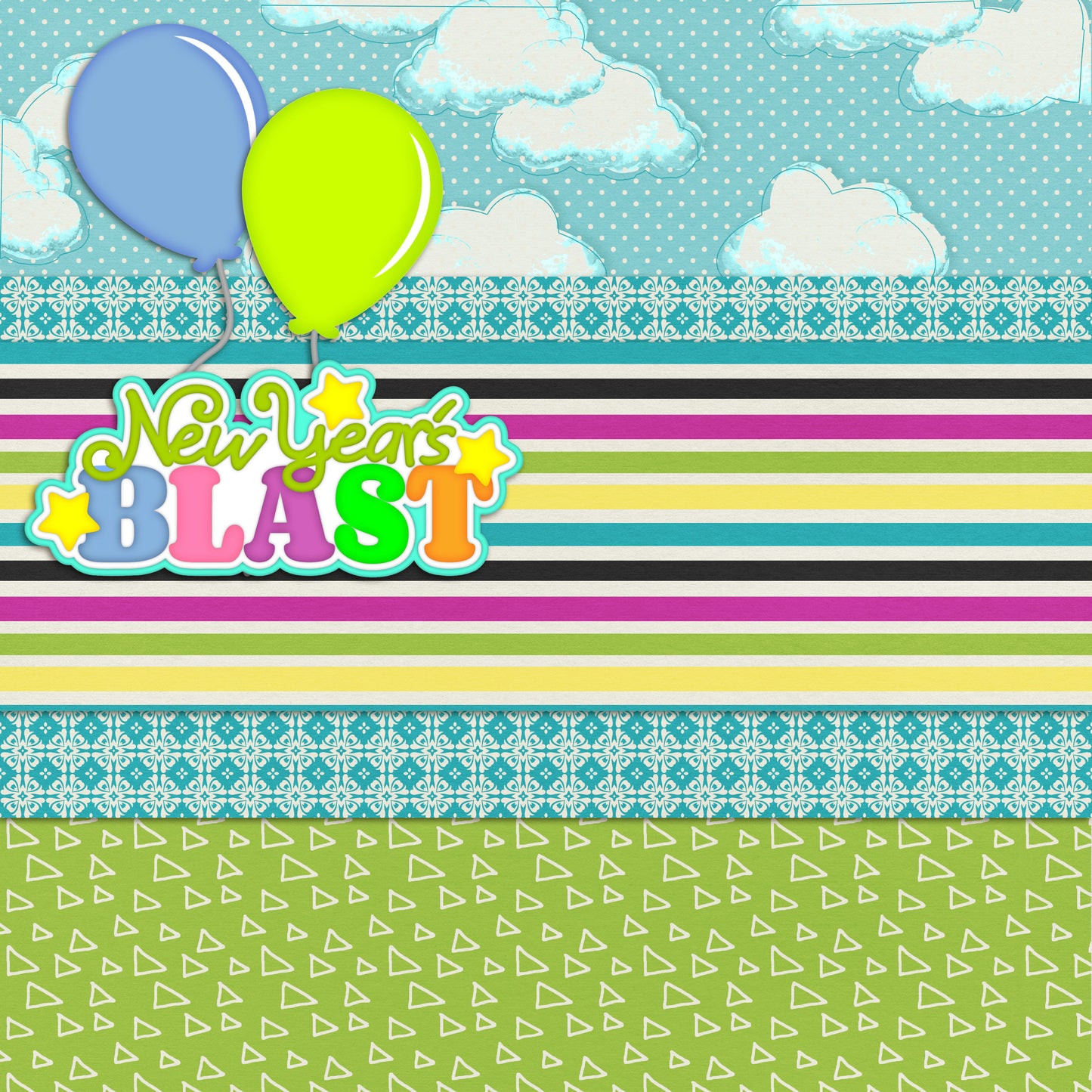 New Year's Blast NPM - 2466 - EZscrapbooks Scrapbook Layouts New Year's