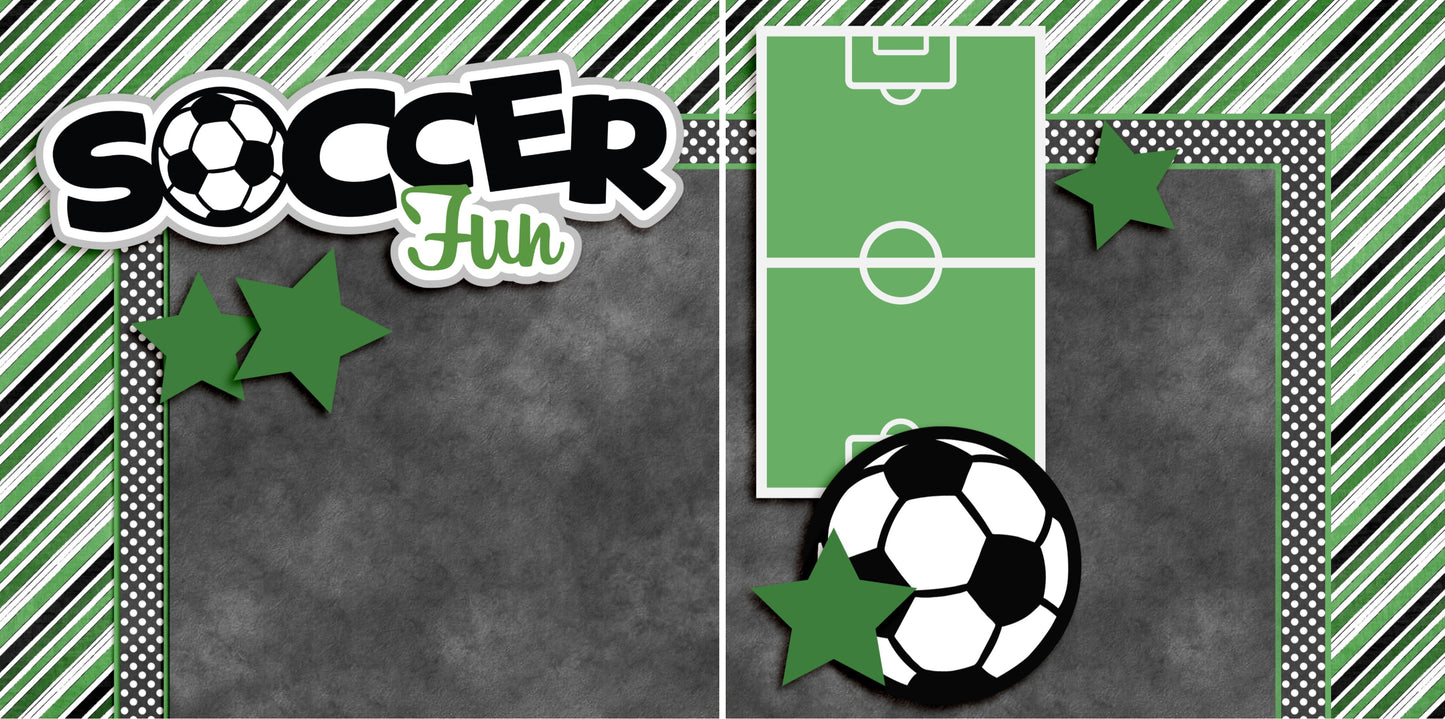 Soccer Fun Green NPM - 3287 - EZscrapbooks Scrapbook Layouts soccer, Sports
