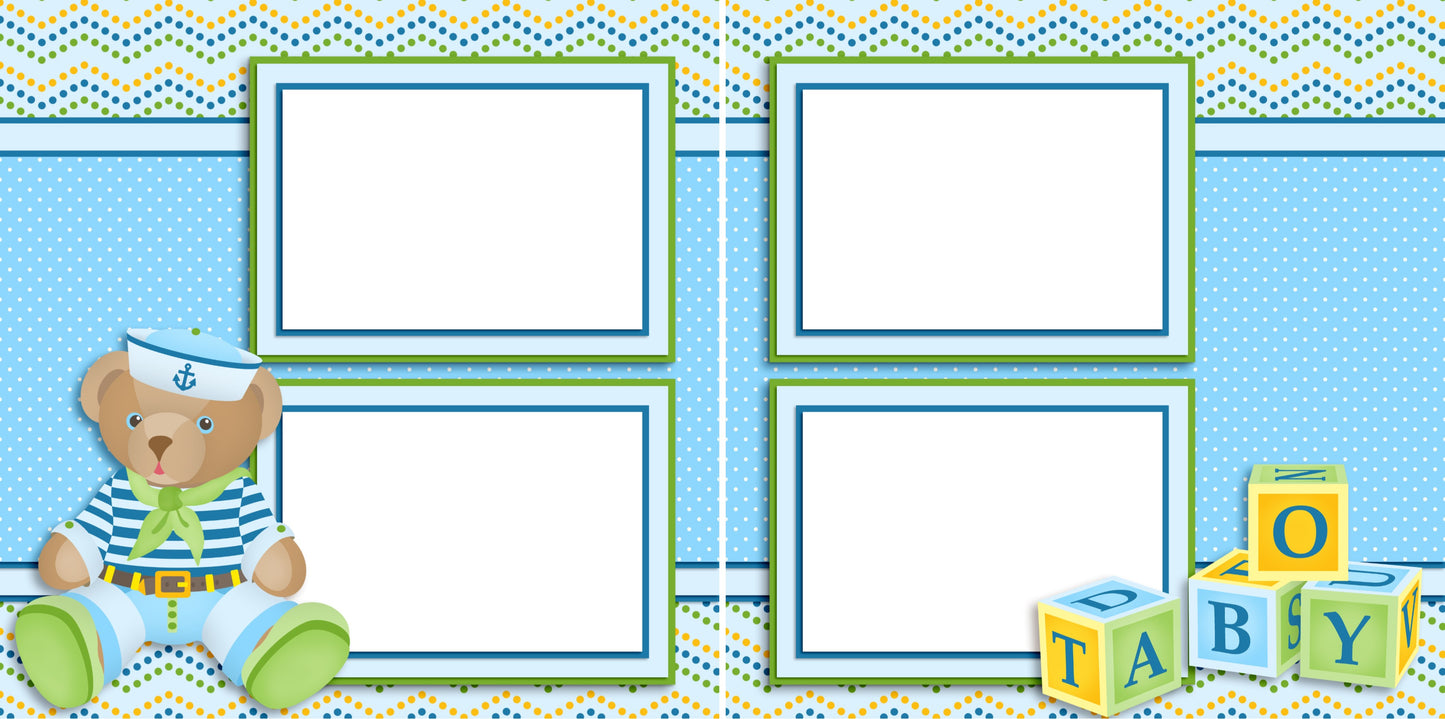 Baby Boy Bear - Digital Scrapbook Pages - INSTANT DOWNLOAD - EZscrapbooks Scrapbook Layouts Baby - Toddler