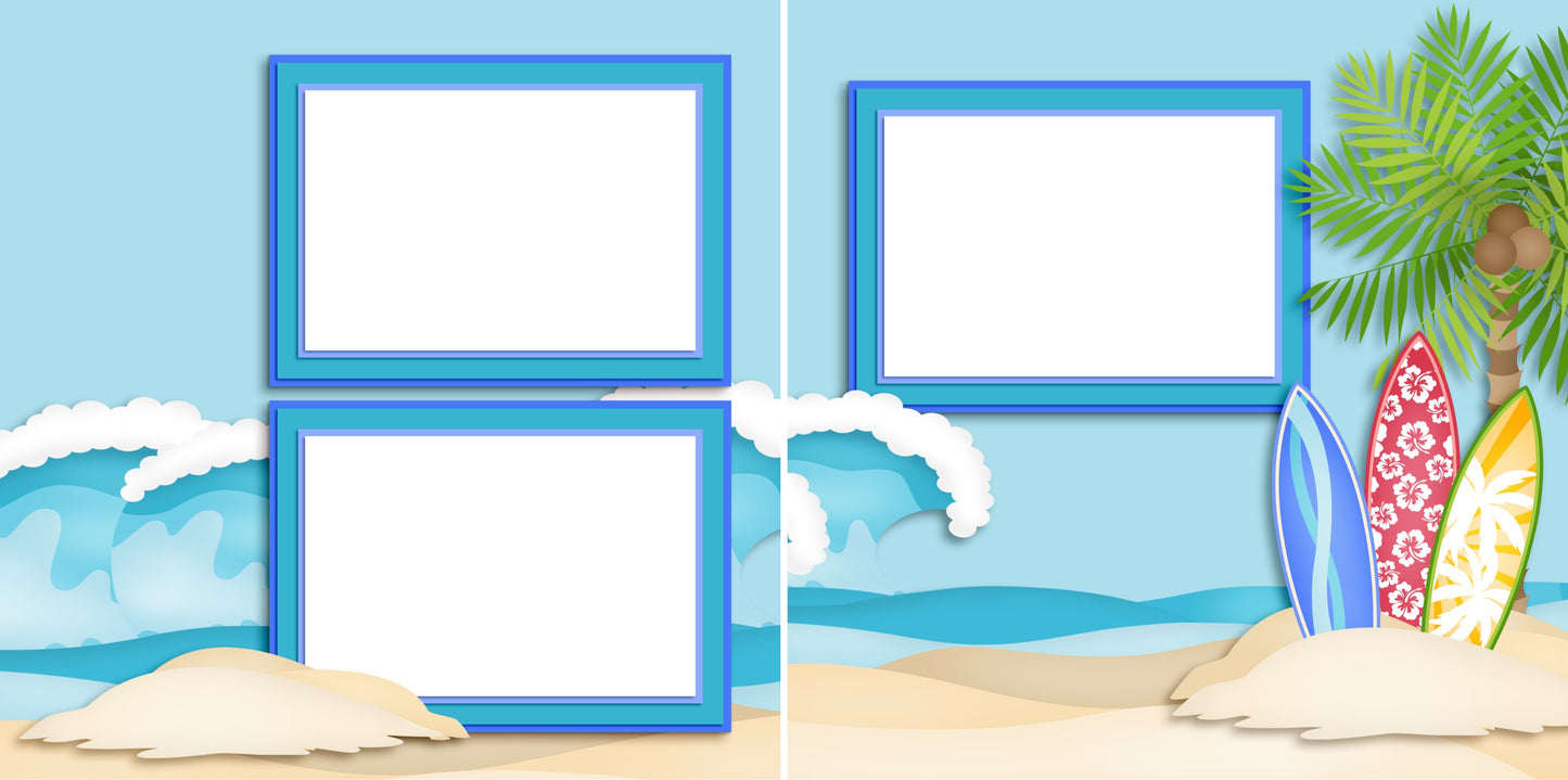 Waves - Digital Scrapbook Pages - INSTANT DOWNLOAD - EZscrapbooks Scrapbook Layouts Beach - Tropical, Summer, Swimming - Pool