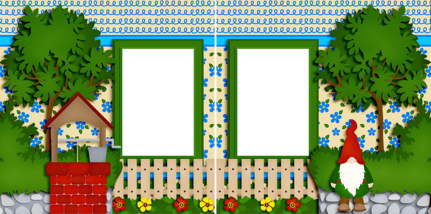 Garden Gnome - Digital Scrapbook Pages - INSTANT DOWNLOAD - EZscrapbooks Scrapbook Layouts Farm - Garden, Spring - Easter