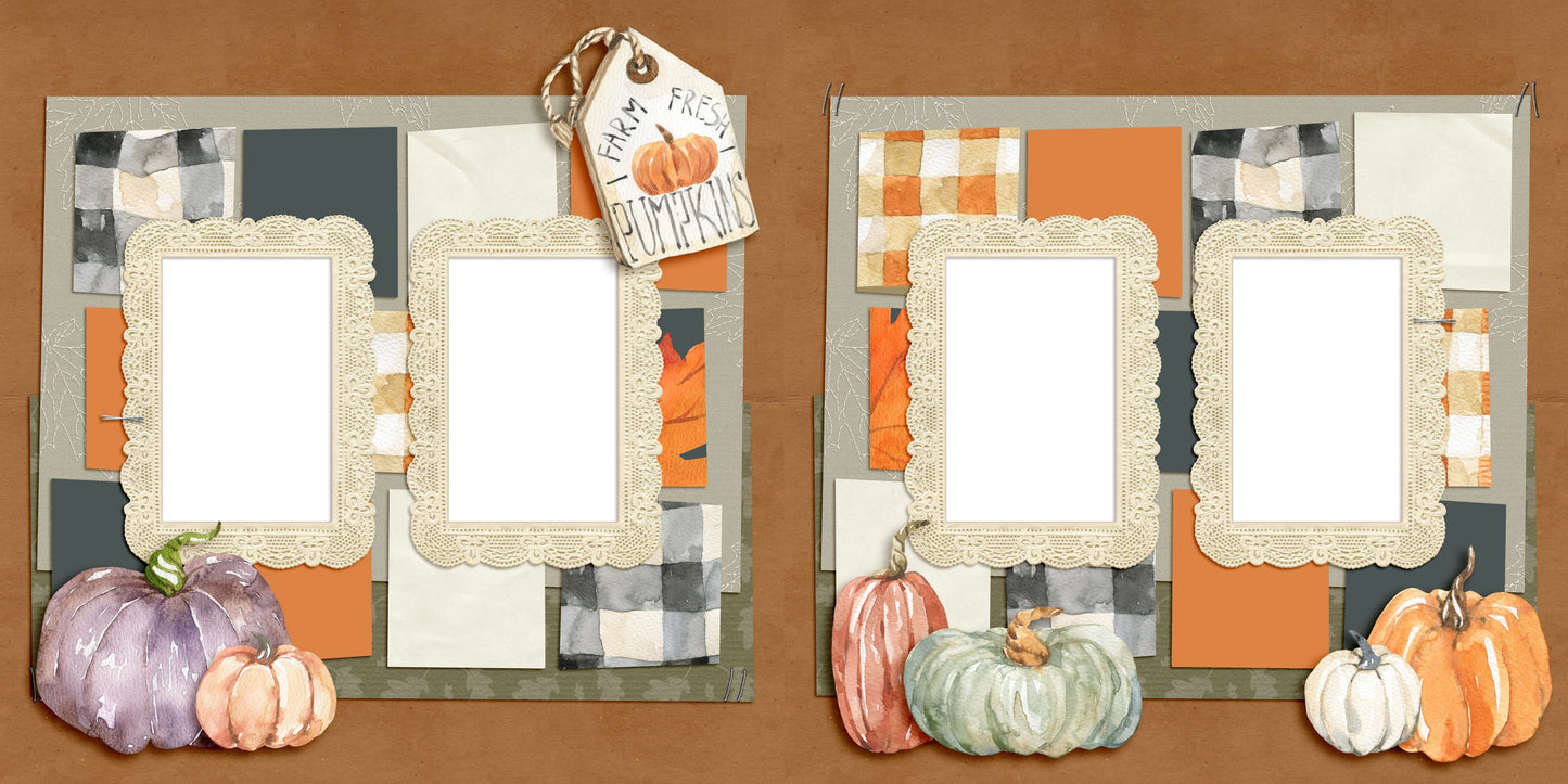 Farm Fresh Pumpkins - EZ Digital Scrapbook Pages - INSTANT DOWNLOAD